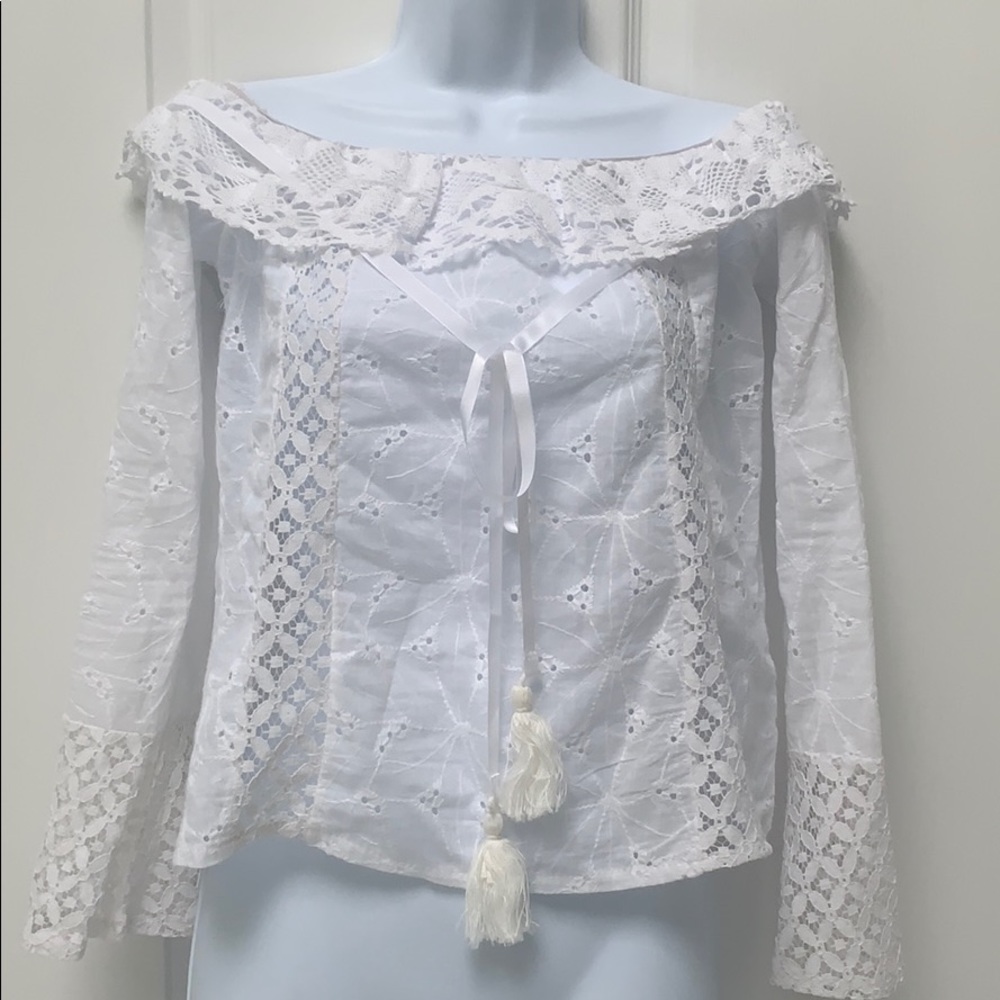 Sheer off shoulder blouse